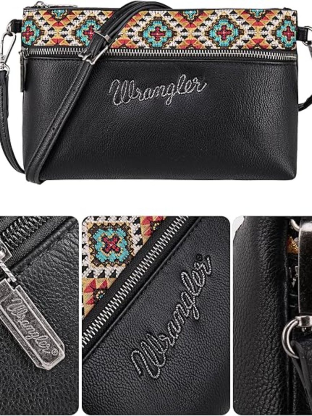 Wrangler Western Cowhide Crossbody Bags for Women Clutch Wristlet Purse | Wester - Picture 2 of 6